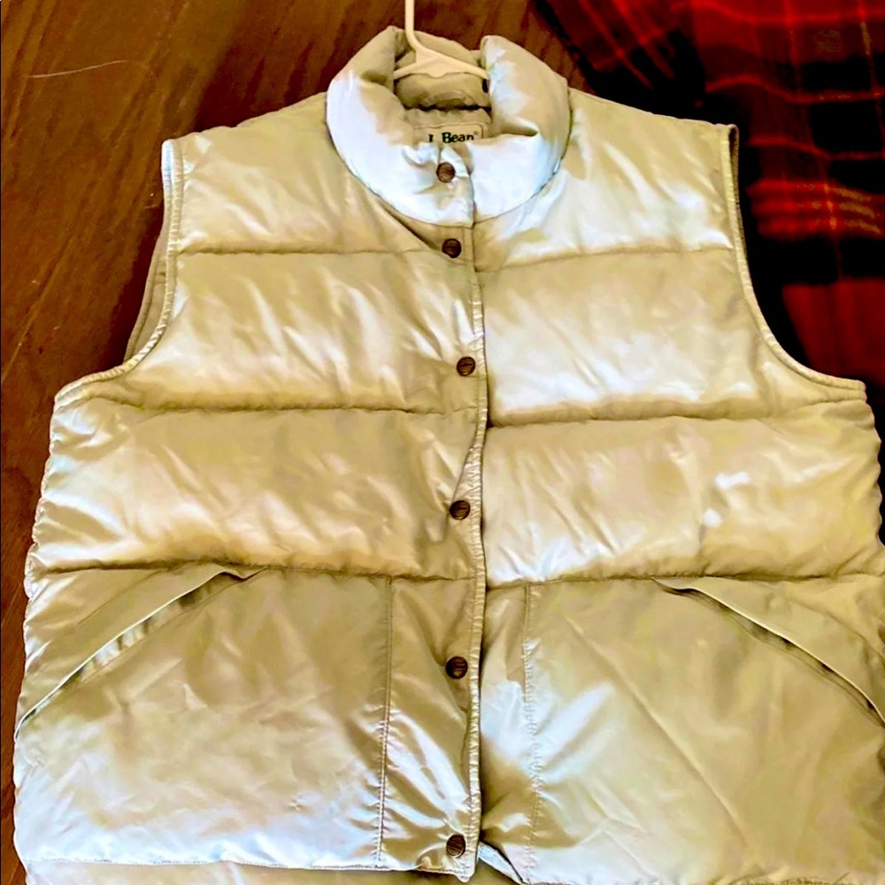 L.L Bean Goose-down Gray Vest Women’s Large